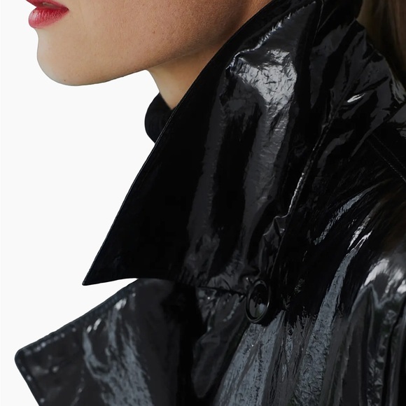 Jane Post Women's Black Trench Coat - Picture 4 of 7